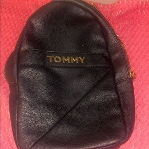 Tommy Black Leather Mini Backpack